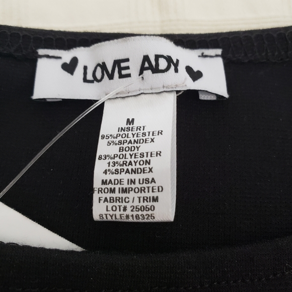 LOVE...ADY Women's Medium Long Sleeve Black and Ivory Gingham Top - Picture 5 of 9